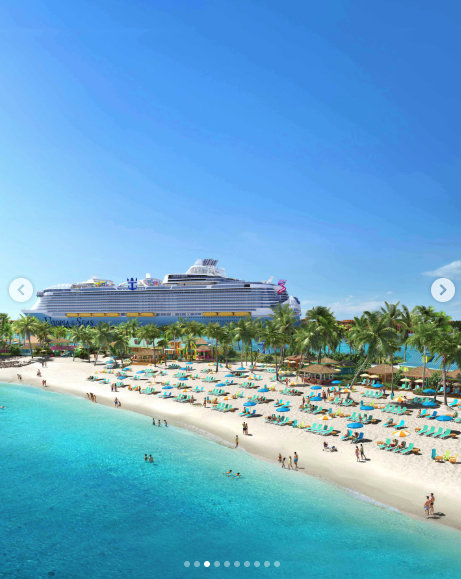 oasis class ship docked in Bahamas near Royal Beach Club