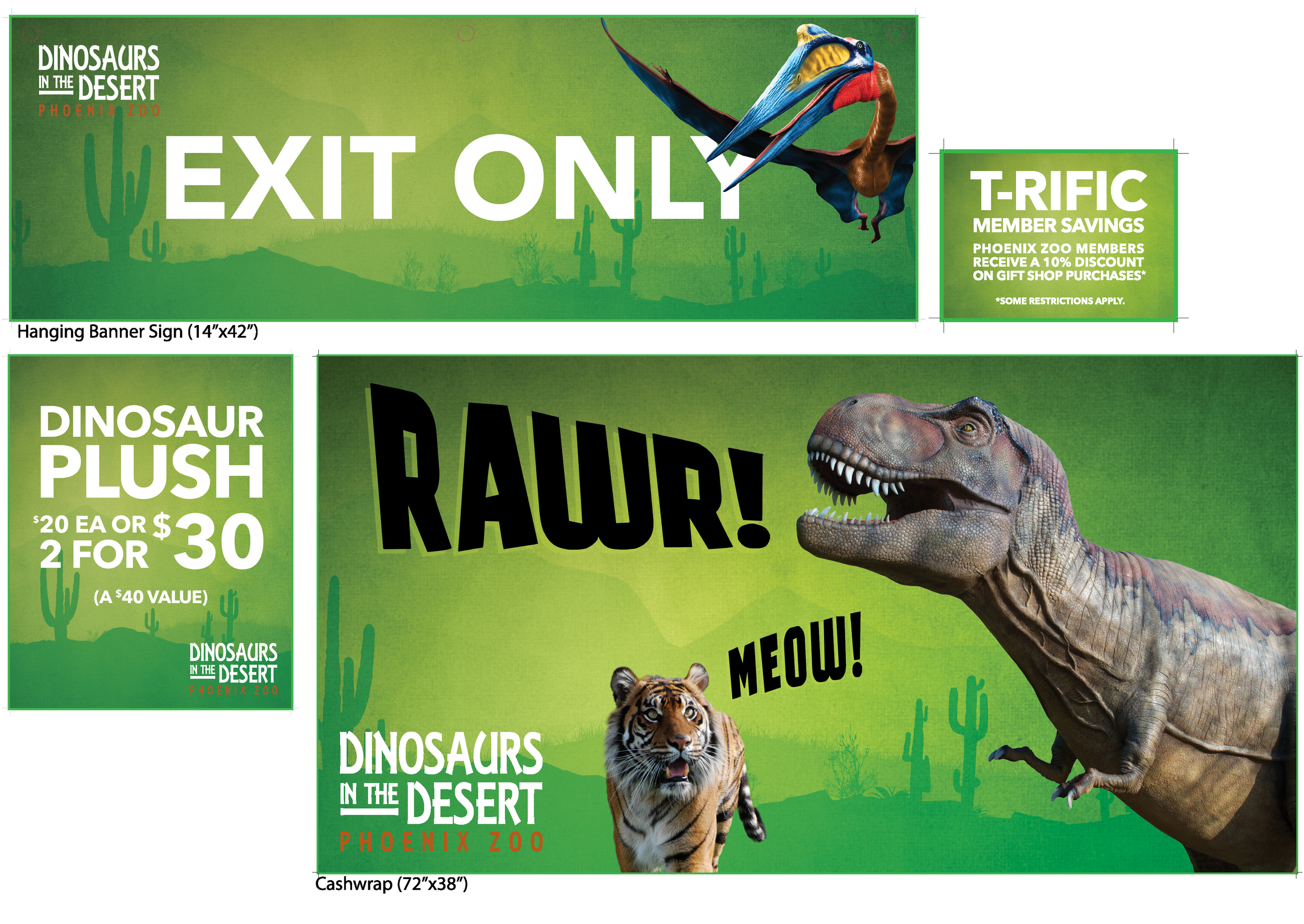  Large and small scale sign package for dinosaur exhibit (Phoenix Zoo) 