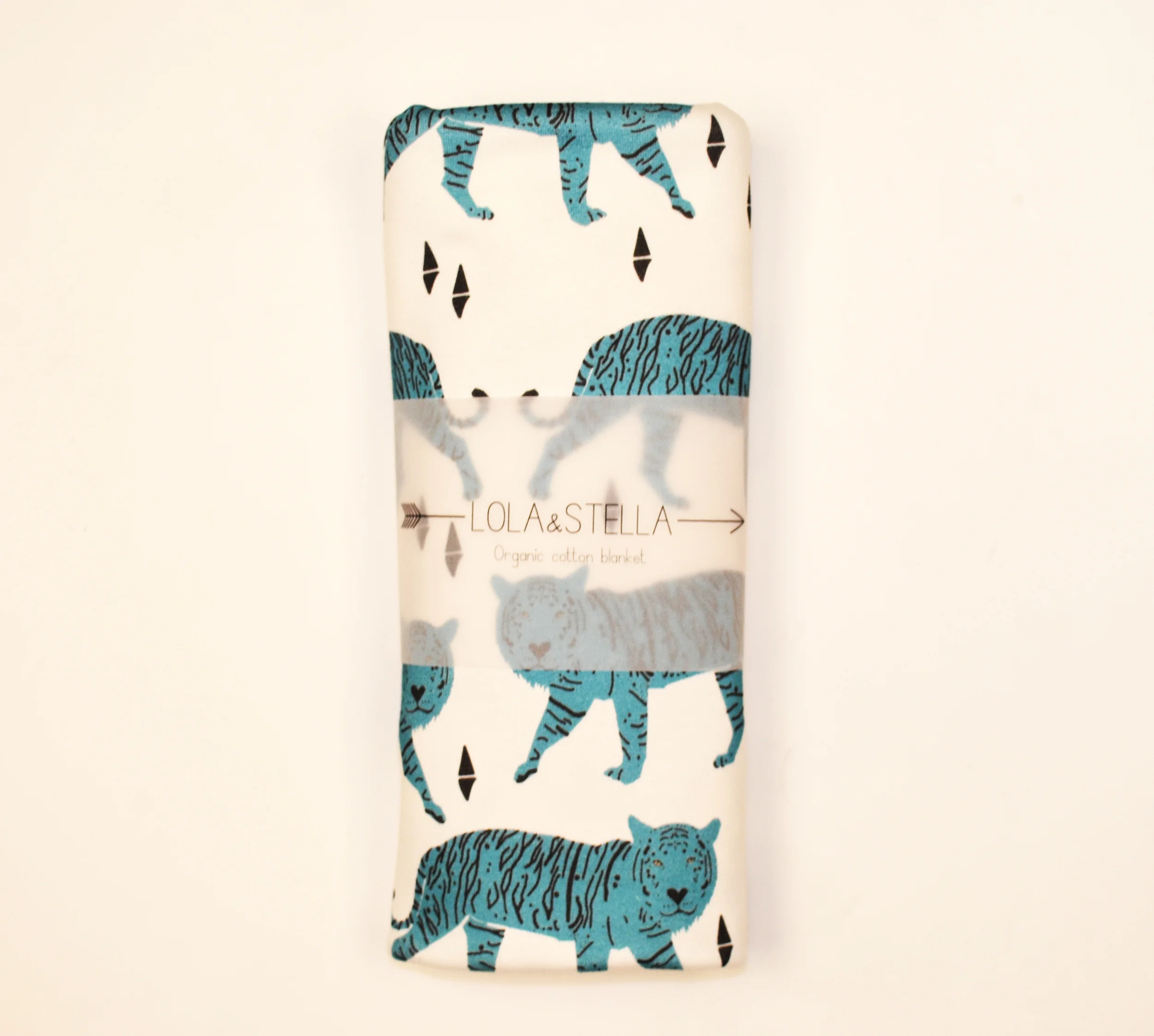 organic baby blanket // turquoise tigers