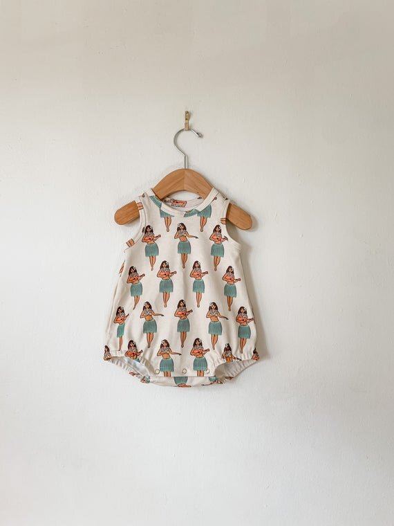 organic bubble romper // hula girl