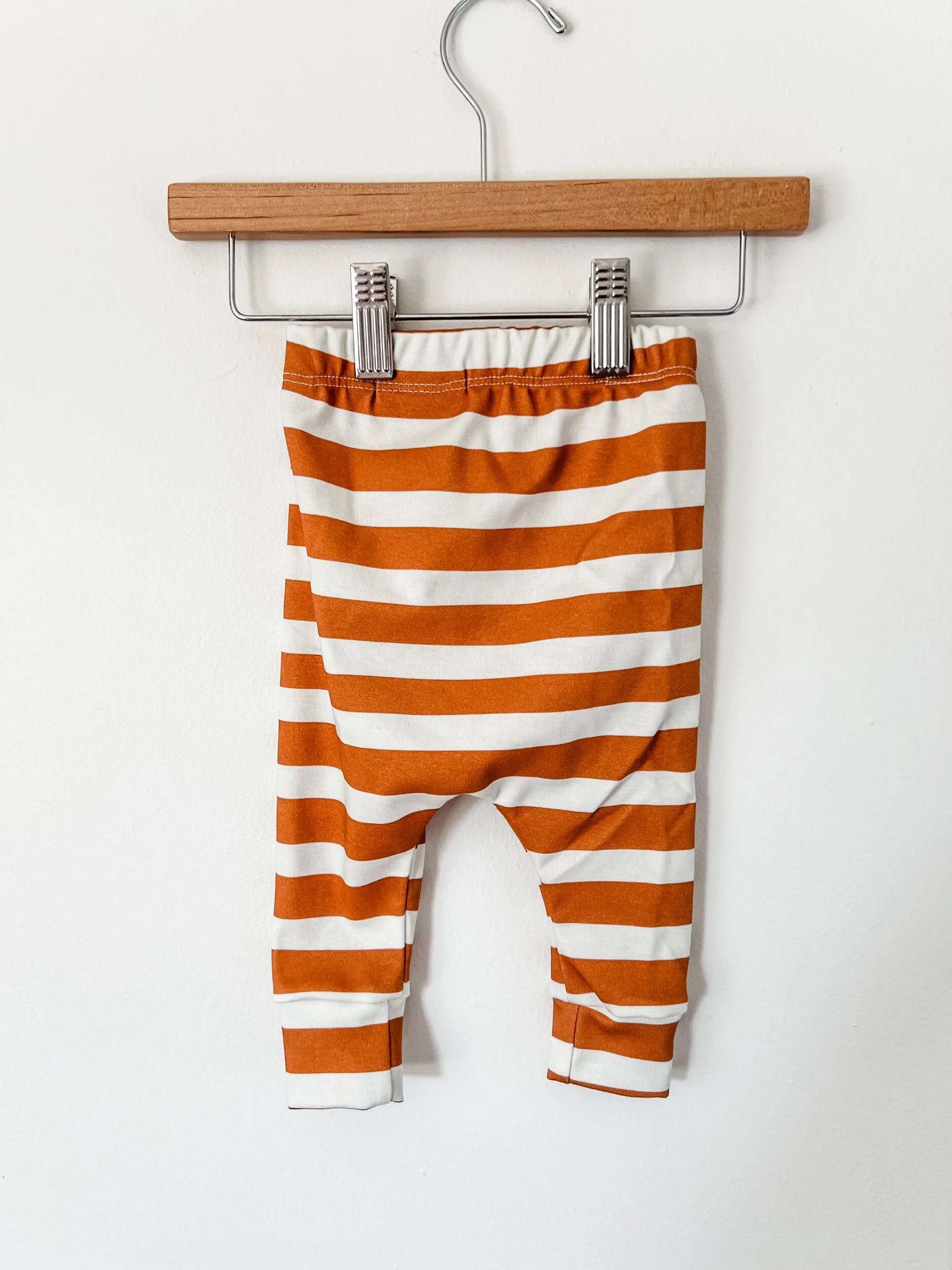 kids joggers with rust and white stripes