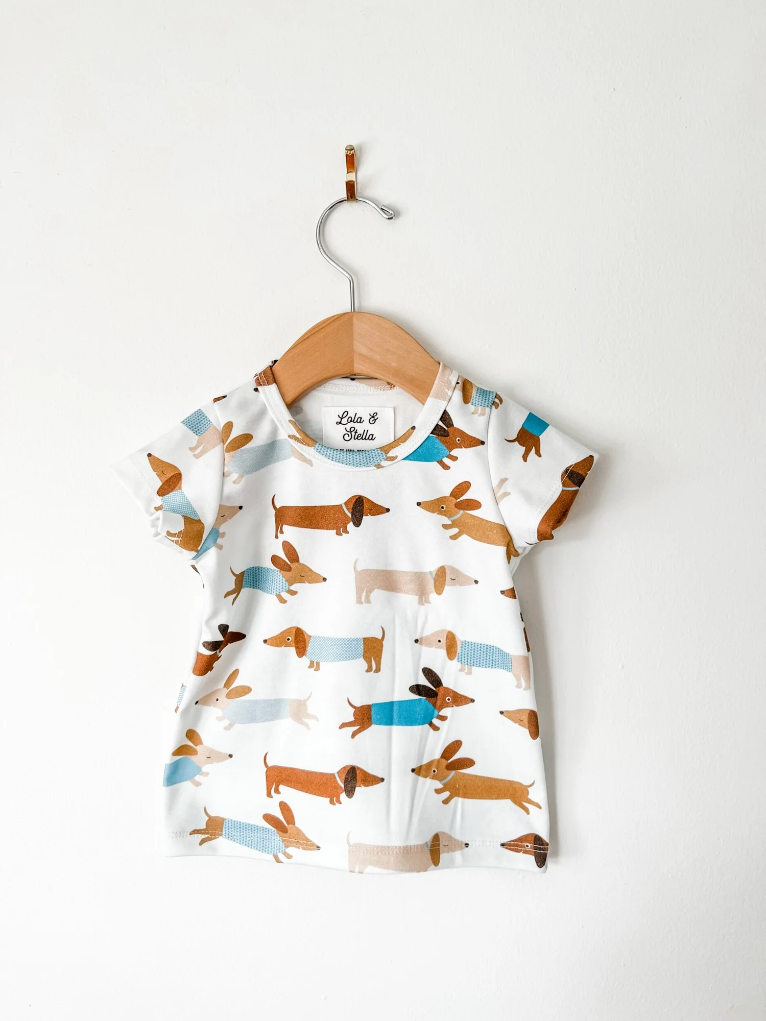 organic kids t shirt wiener dog Lola Stella