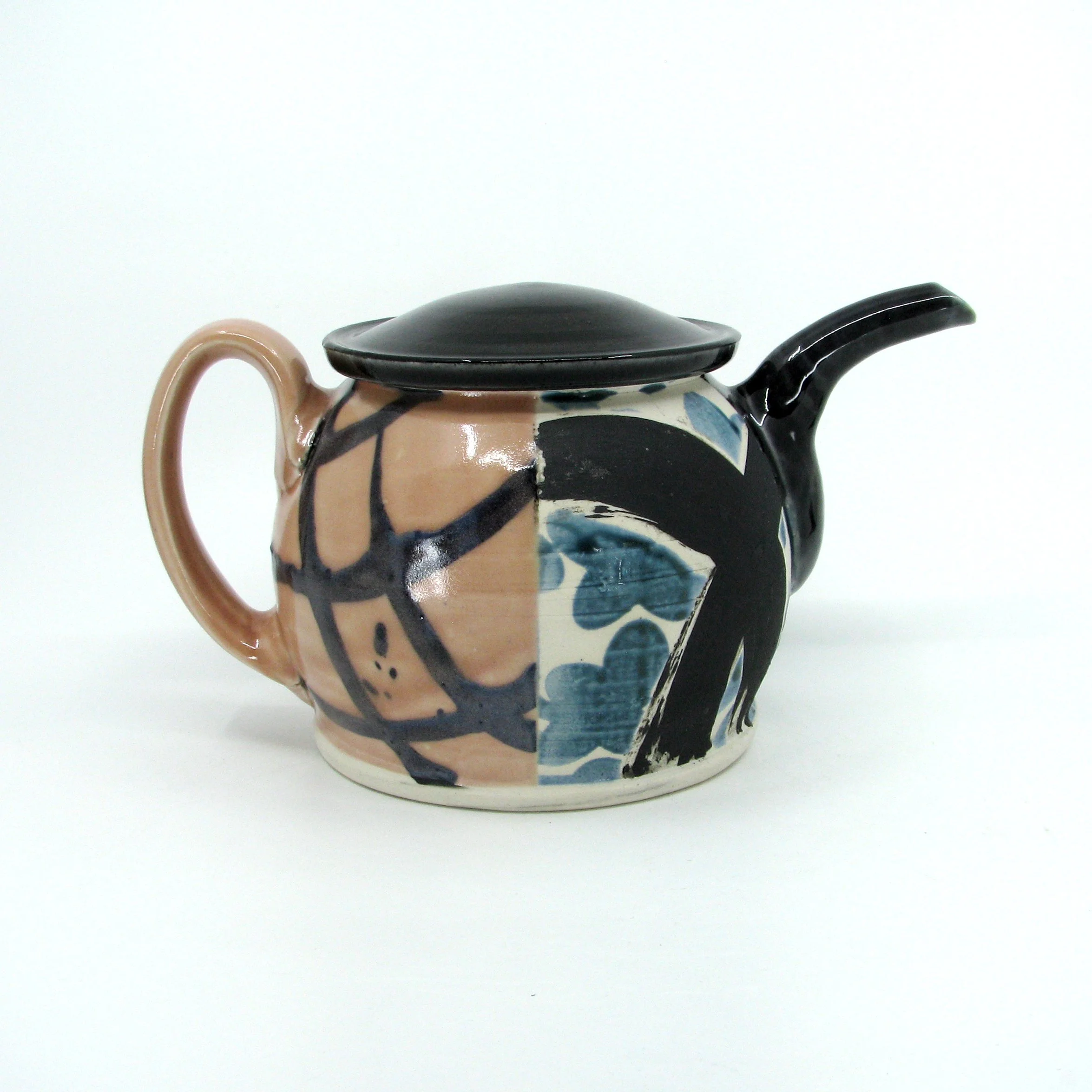 Teapot with Floral Motif & Trailed Slip Patterning