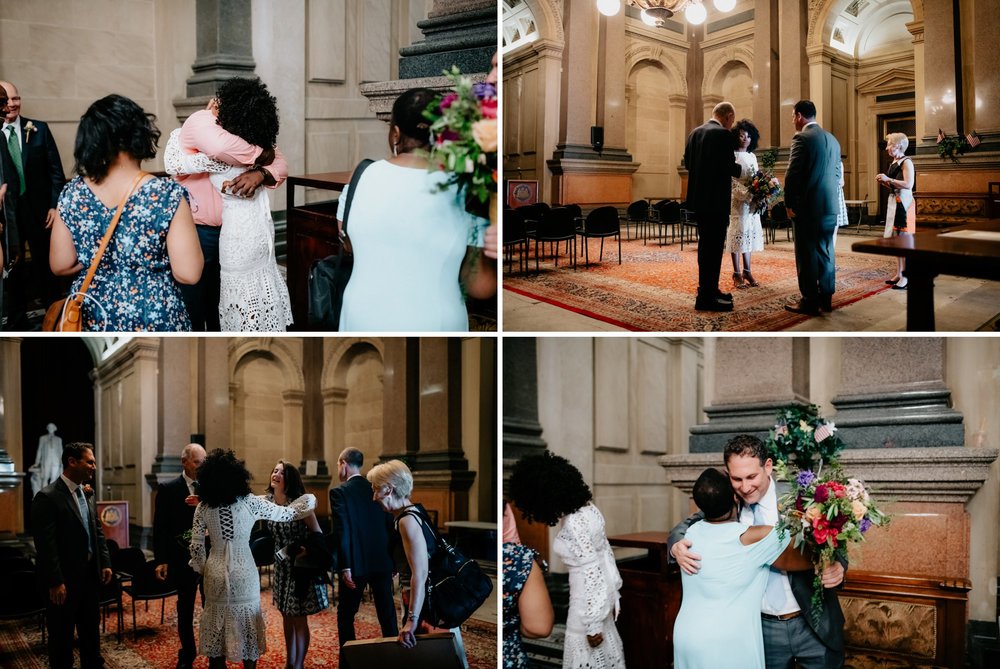 Philadelphia Wedding Elopement Colorful Portraits Zahav Reception  family at ceremony