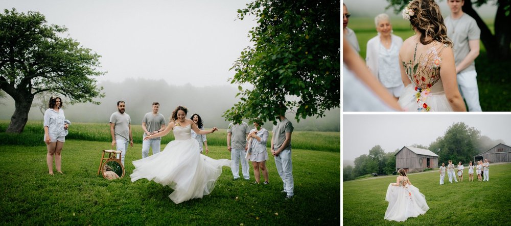 Fiddle Lake Farm Philadelphia Pennsylvania Misty Rustic Wedding with Lush Florals Outdoor Bridal Prep