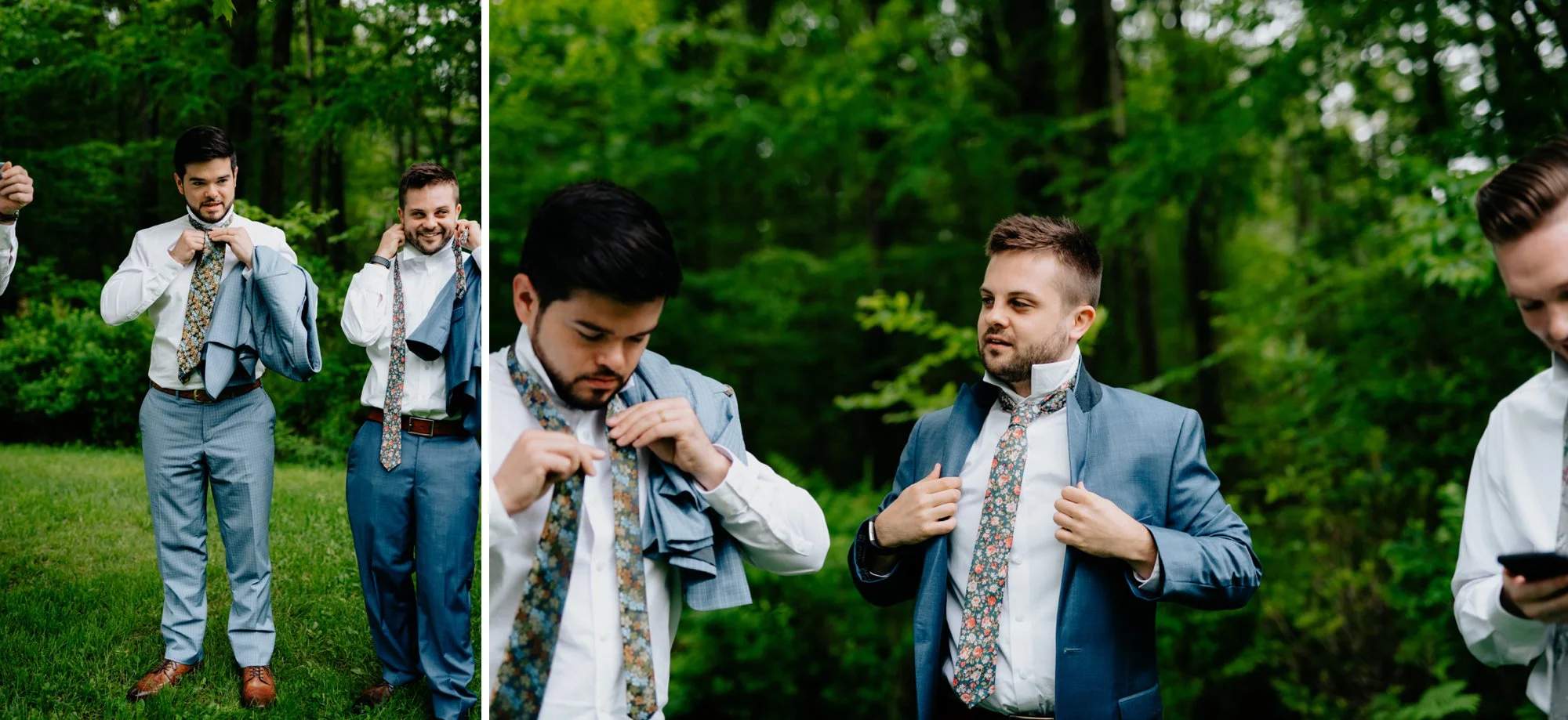 Fiddle Lake Farm Philadelphia Pennsylvania Misty Rustic Wedding with Lush Florals Guys prep