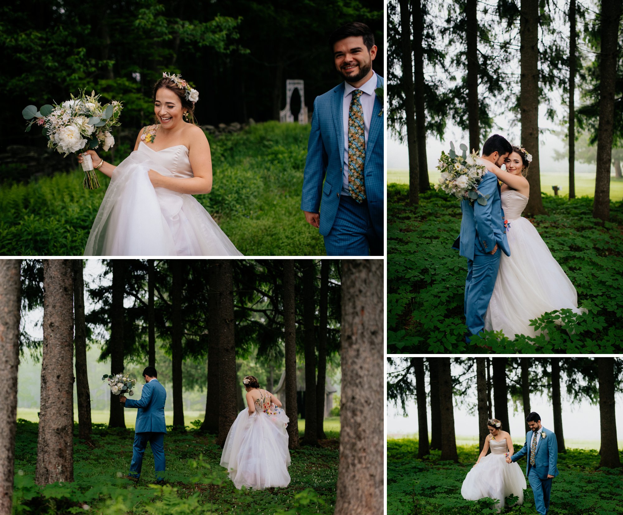 Fiddle Lake Farm Philadelphia Pennsylvania Misty Rustic Wedding with Lush Florals Forest Portraits