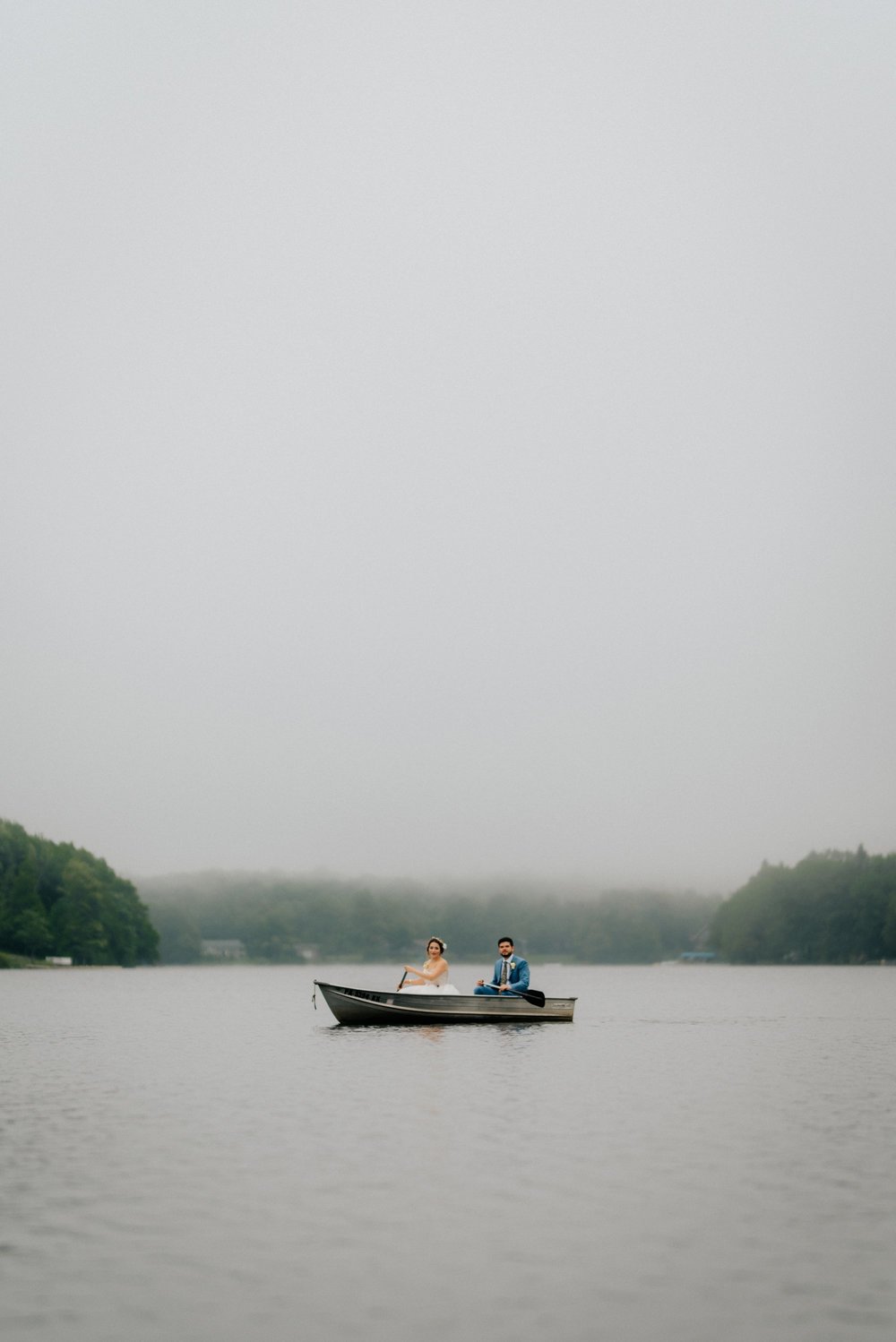 Fiddle Lake Farm Philadelphia Pennsylvania Misty Rustic Wedding with Lush Florals Rowboat portrait