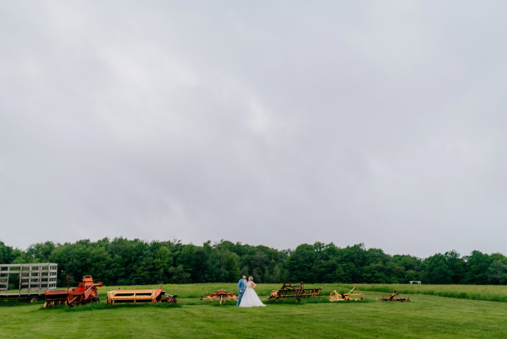 Fiddle Lake Farm Philadelphia Pennsylvania Misty Rustic Wedding with Lush Florals Farm equipment