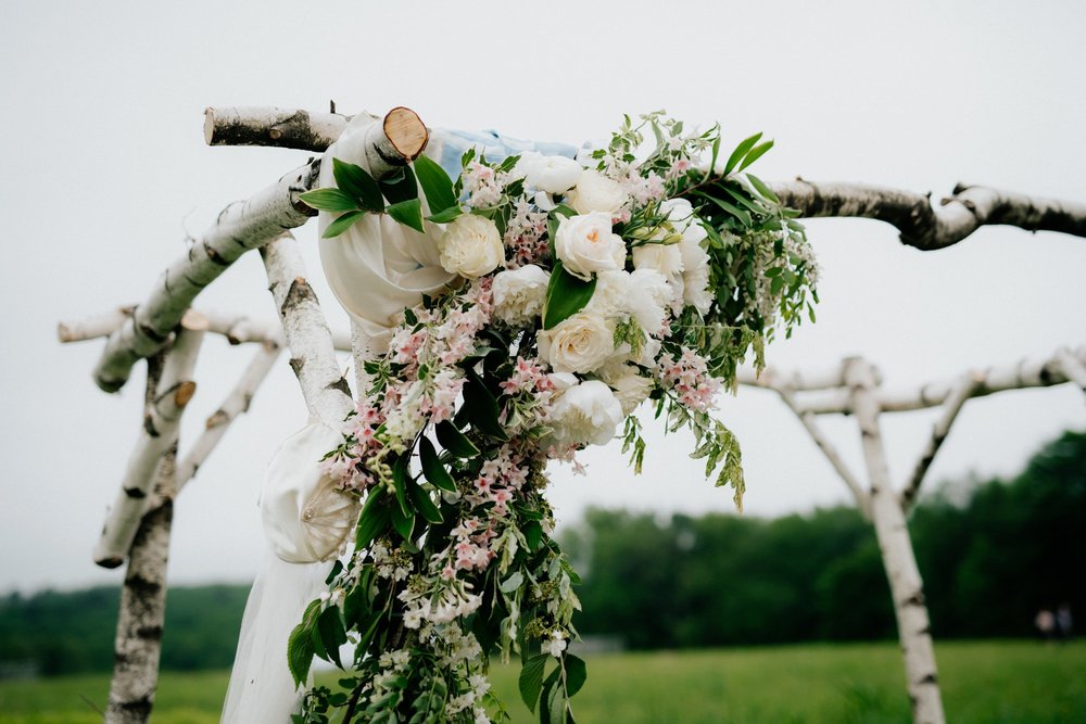 Fiddle Lake Farm Philadelphia Pennsylvania Misty Rustic Wedding with Lush Florals Ceremony Details