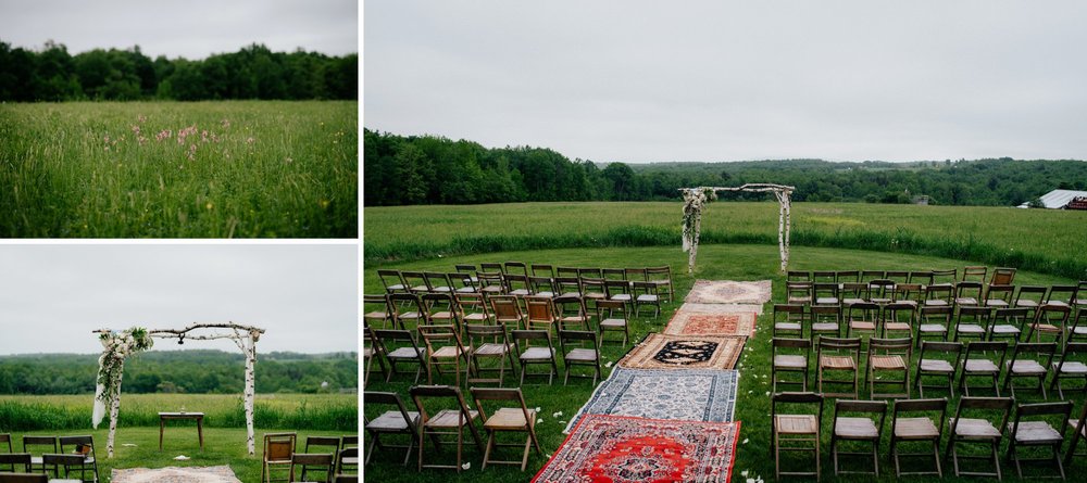 Fiddle Lake Farm Philadelphia Pennsylvania Misty Rustic Wedding with Lush Florals Ceremony Site
