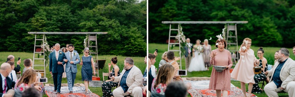 Fiddle Lake Farm Philadelphia Pennsylvania Misty Rustic Wedding with Lush Florals Ceremony