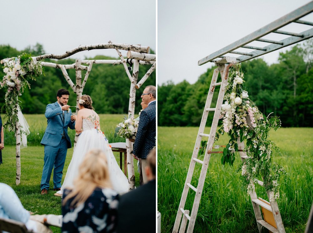 Fiddle Lake Farm Philadelphia Pennsylvania Misty Rustic Wedding with Lush Florals Ceremony