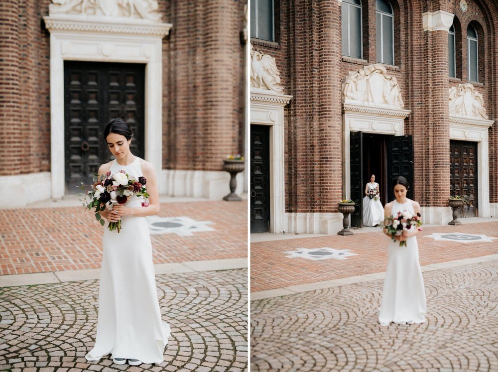 Same Sex Lesbian Wedding at the Penn Museum with Iconic Portraits at Franklin Field in Philadelphia, PA