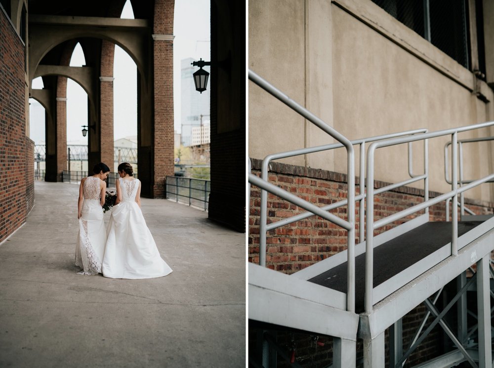 Same Sex Lesbian Wedding at the Penn Museum with Iconic Portraits at Franklin Field in Philadelphia, PA