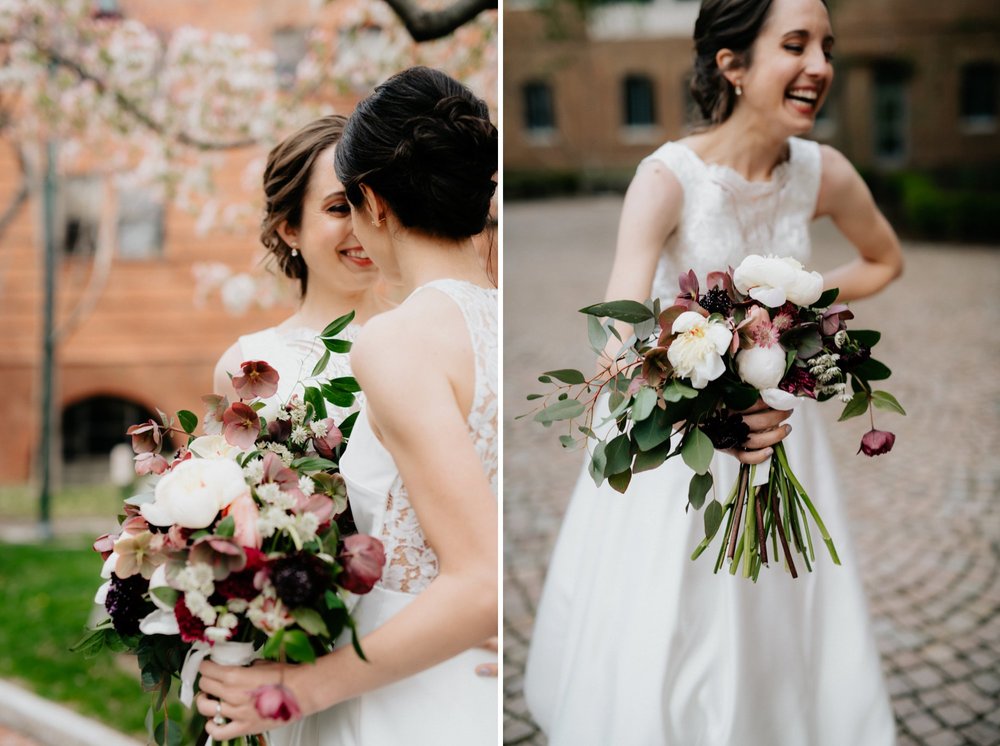 Same Sex Lesbian Wedding at the Penn Museum with Iconic Portraits at Franklin Field in Philadelphia, PA