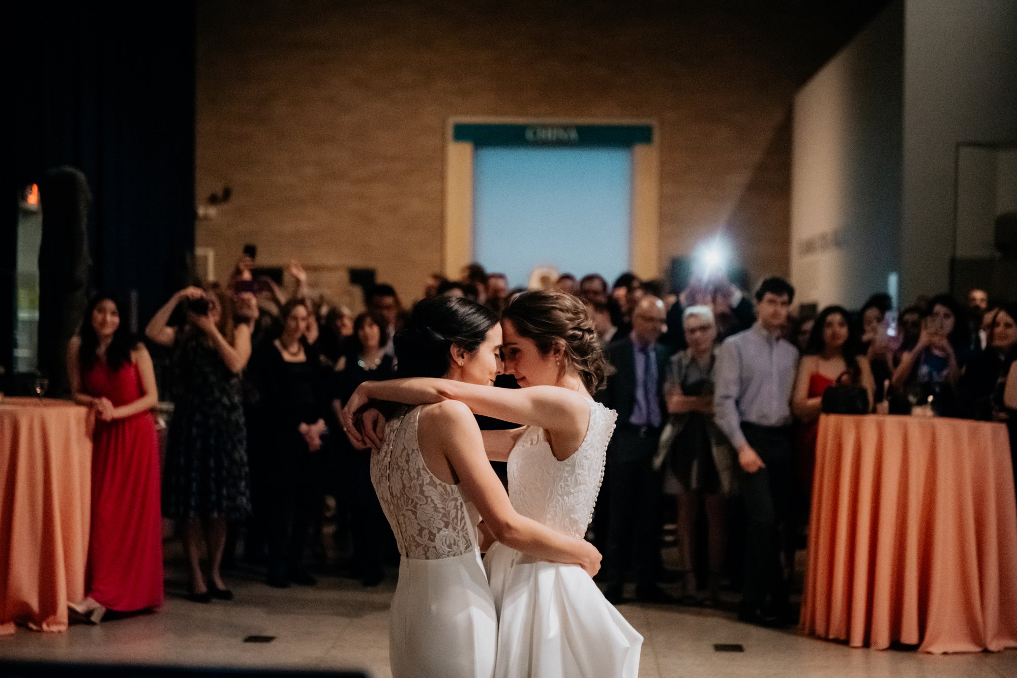 Same Sex Lesbian Wedding at the Penn Museum with Iconic Portraits at Franklin Field in Philadelphia, PA