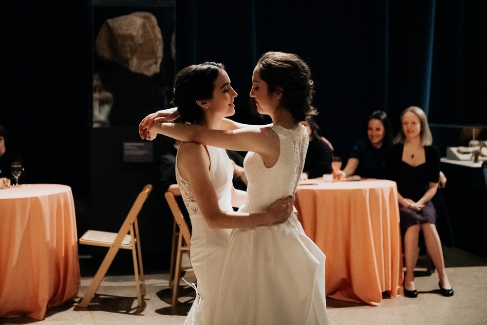 Same Sex Lesbian Wedding at the Penn Museum with Iconic Portraits at Franklin Field in Philadelphia, PA