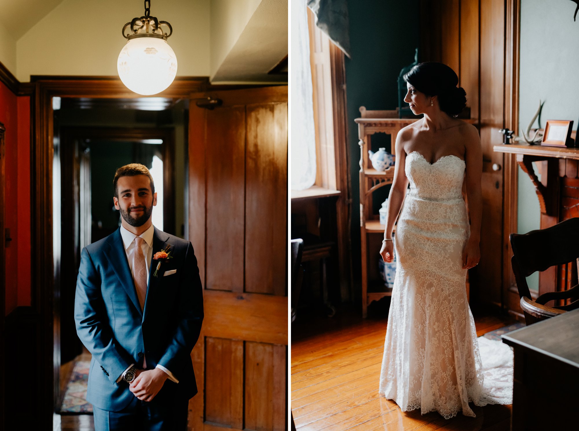 Lush Rainy Wedding at Knowlton Mansion in Philadelphia PA Moody Shadows and Umbrella Portraits