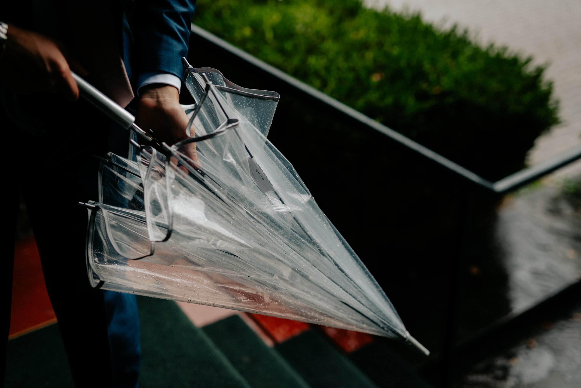 Lush Rainy Wedding at Knowlton Mansion in Philadelphia PA Moody Shadows and Umbrella Portraits