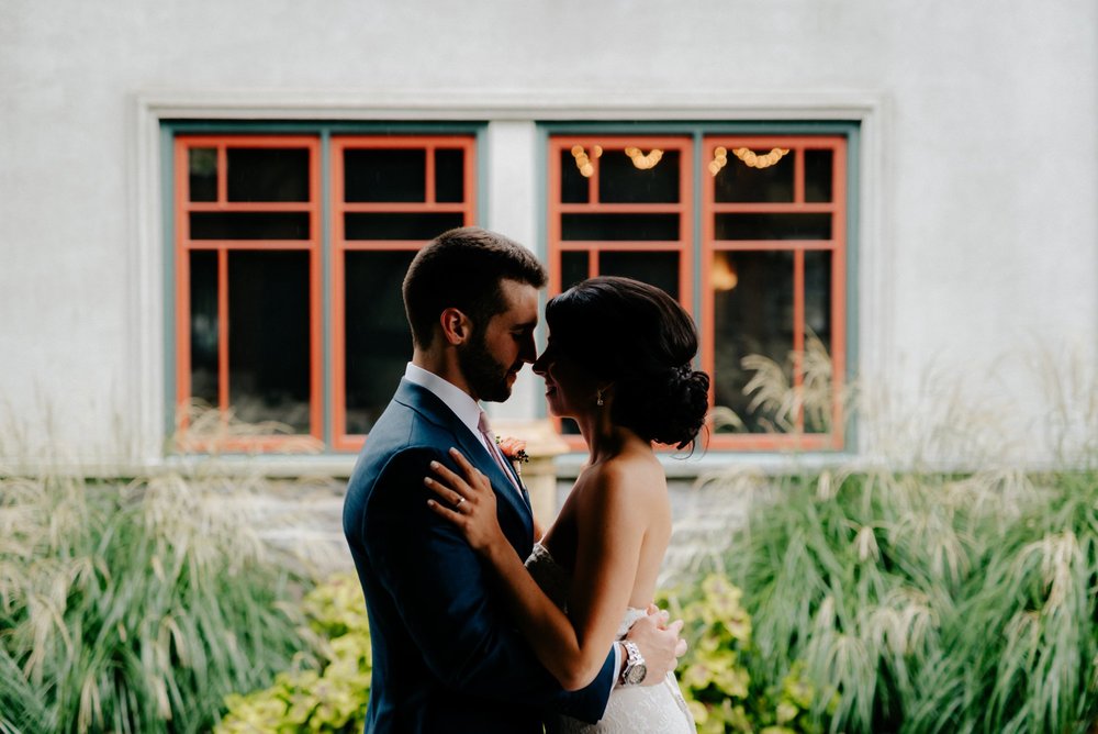 Lush Rainy Wedding at Knowlton Mansion in Philadelphia PA Moody Shadows and Umbrella Portraits