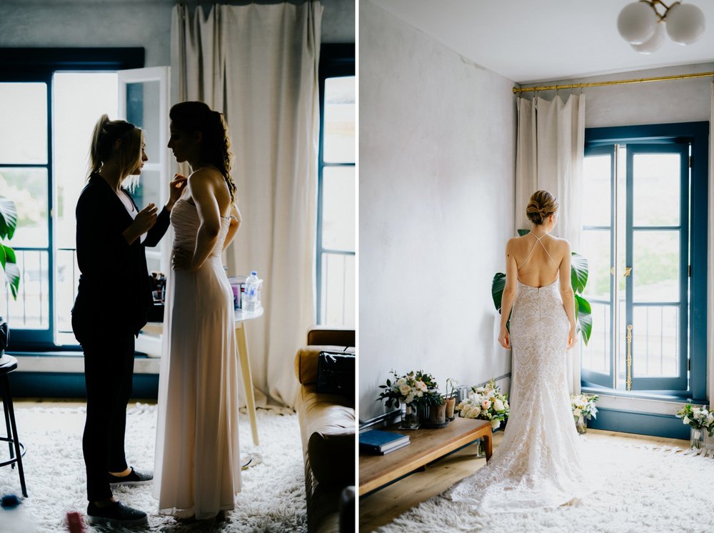 Stylish Philadelphia Wedding with preparations at Stay Lokal Bok and AirBnb and a Bok Building Rooftop Ceremony Grooms Fashion