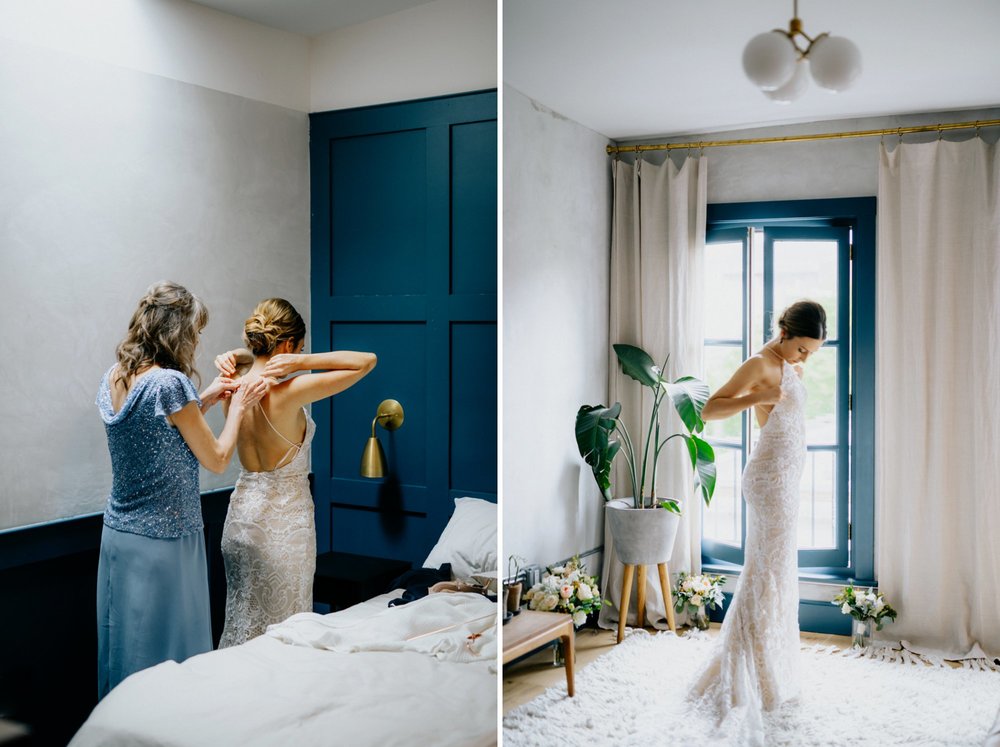 Stylish Philadelphia Wedding with preparations at Stay Lokal Bok and AirBnb and a Bok Building Rooftop Ceremony Grooms Fashion