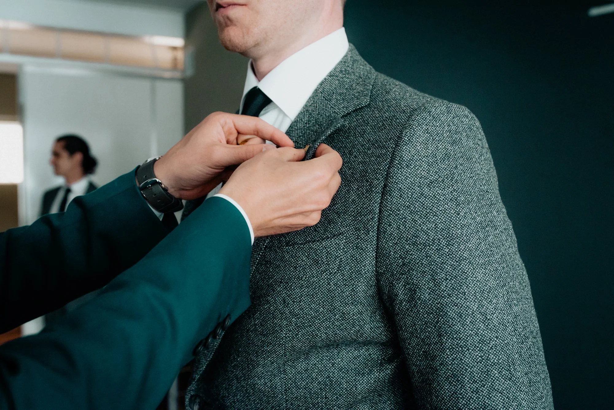Stylish Philadelphia Wedding with preparations at Stay Lokal Bok and AirBnb and a Bok Building Rooftop Ceremony Grooms Fashion