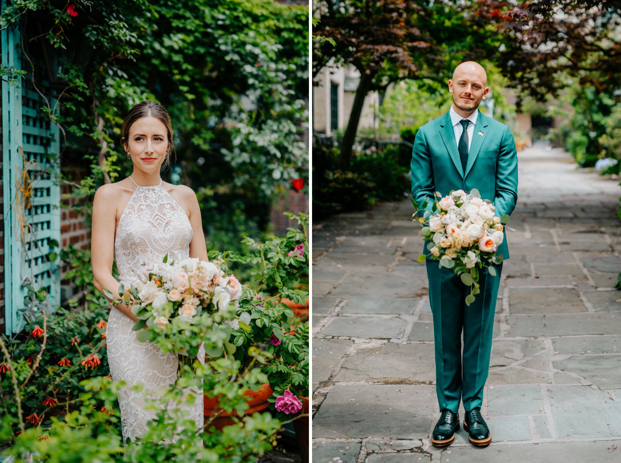 Stylish Philadelphia Wedding with preparations at Stay Lokal Bok and AirBnb and a Bok Building Rooftop Ceremony Grooms Fashion