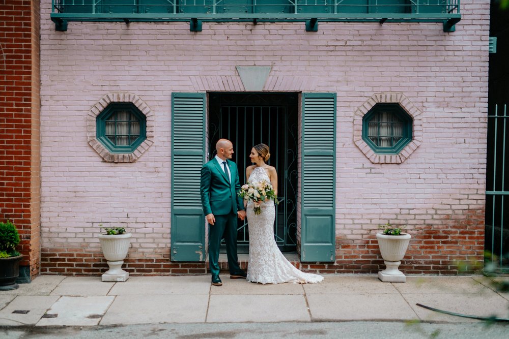 Stylish Philadelphia Wedding with preparations at Stay Lokal Bok and AirBnb and a Bok Building Rooftop Ceremony Grooms Fashion