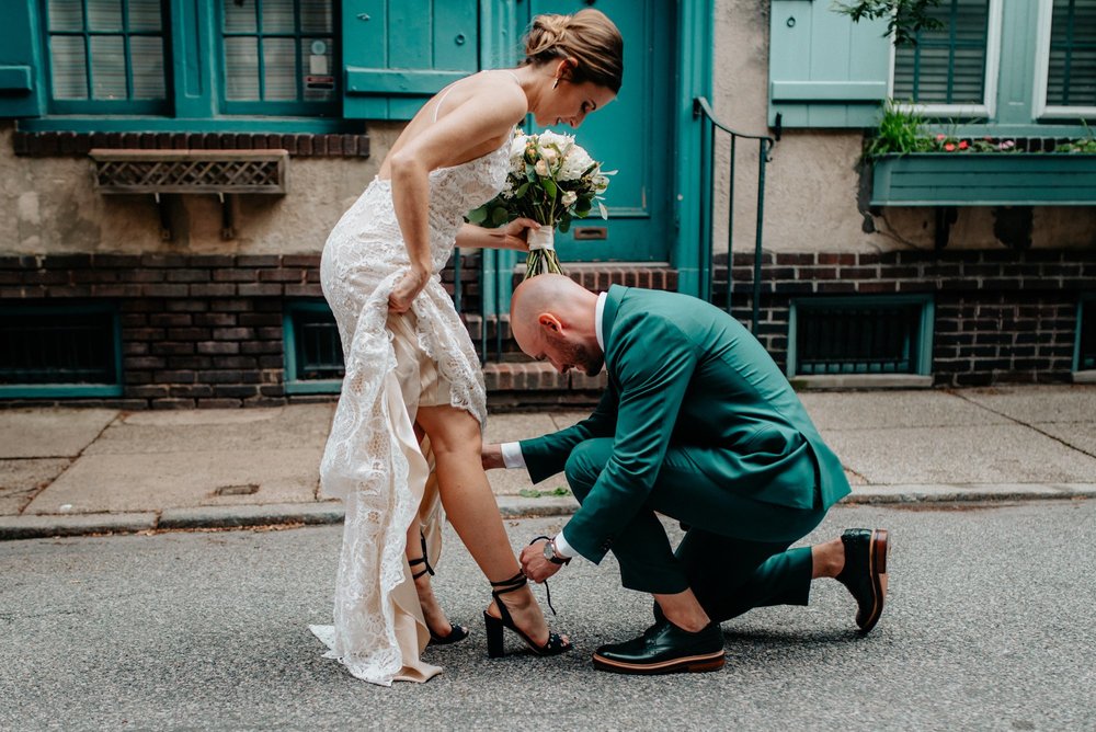 Stylish Philadelphia Wedding with preparations at Stay Lokal Bok and AirBnb and a Bok Building Rooftop Ceremony Grooms Fashion