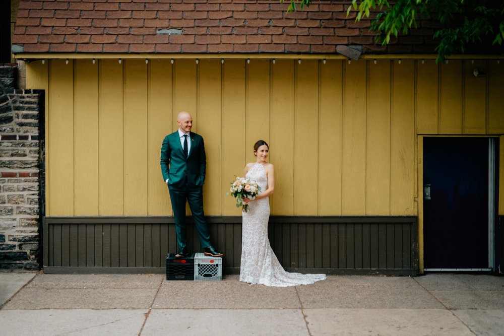 Stylish Philadelphia Wedding with preparations at Stay Lokal Bok and AirBnb and a Bok Building Rooftop Ceremony Grooms Fashion