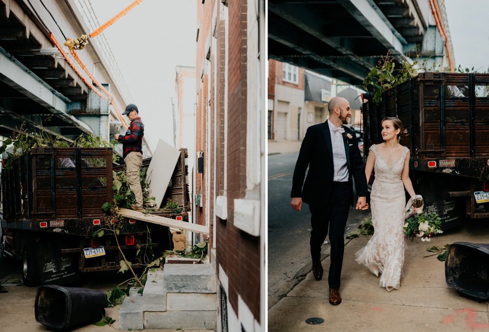 Elegant Fishtown Philadelphia Wedding Modern Styling Donuts Ben Franklin Bridge