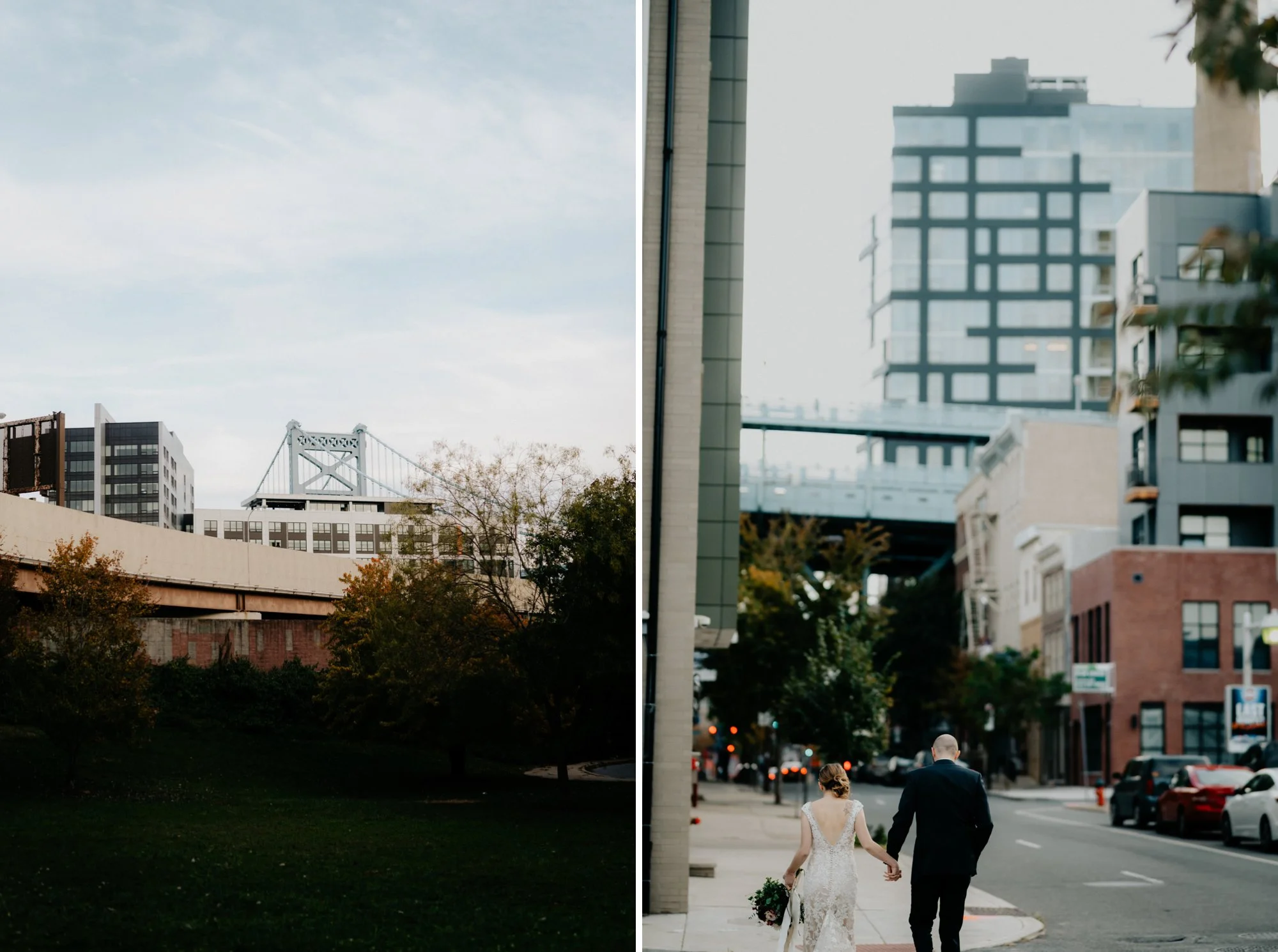 Elegant Fishtown Philadelphia Wedding Modern Styling Donuts Ben Franklin Bridge