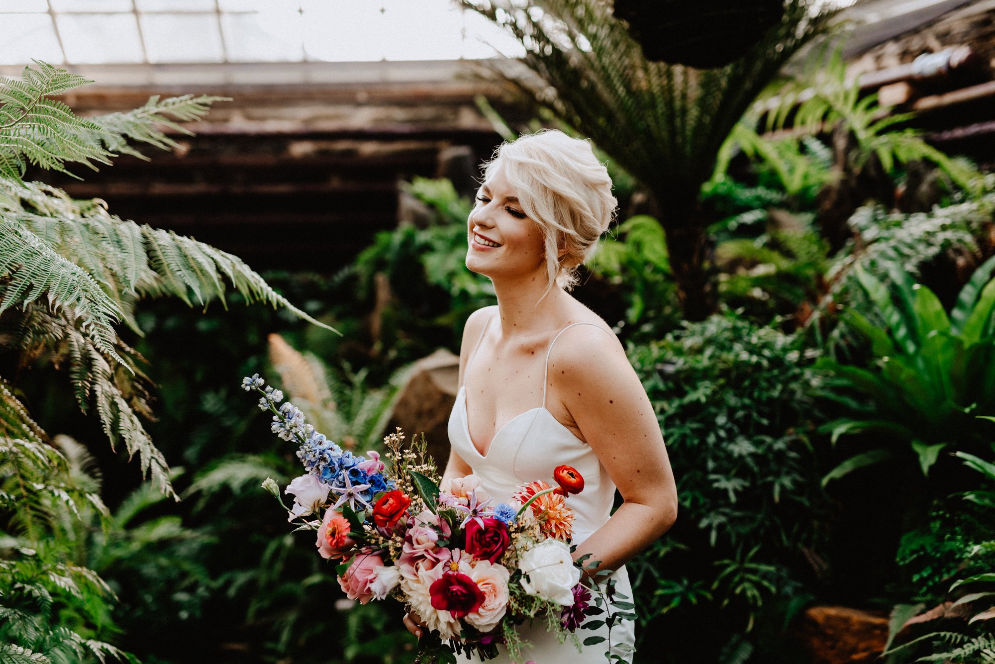 Viva Love Wedding Photography Morris Arboretum Outdoor Ceremony Bright Florals Neon Bridal Jacket