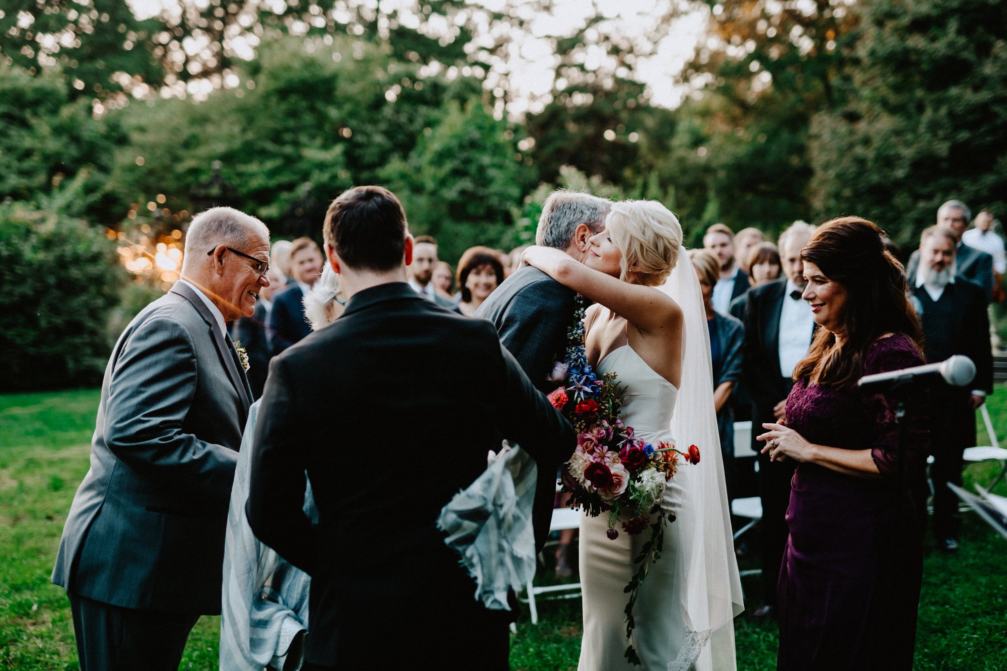 Viva Love Wedding Photography Morris Arboretum Outdoor Ceremony Bright Florals Neon Bridal Jacket