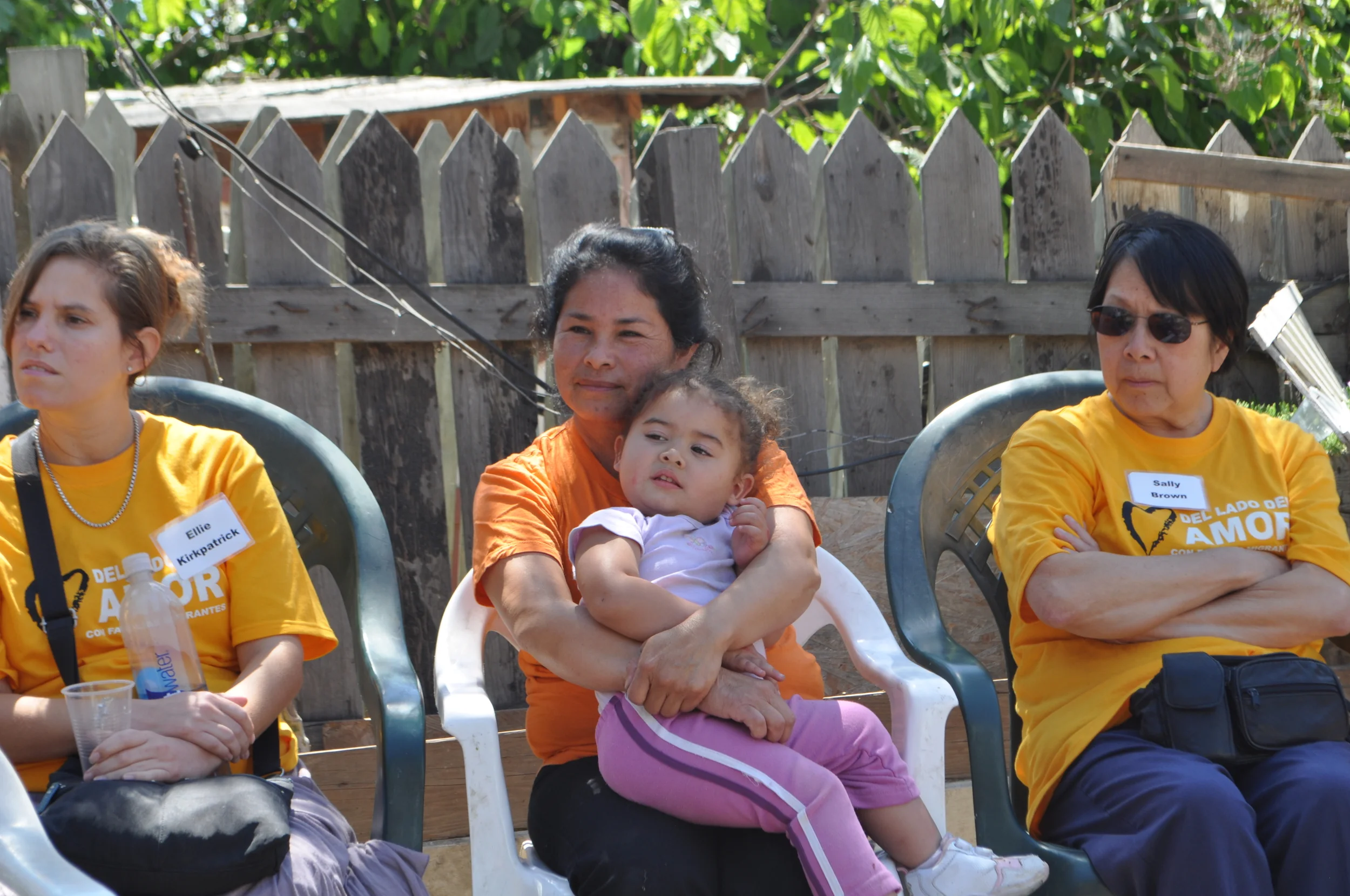 Sharing stories with Maricella, a local community leader, and her beautiful baby daughter.