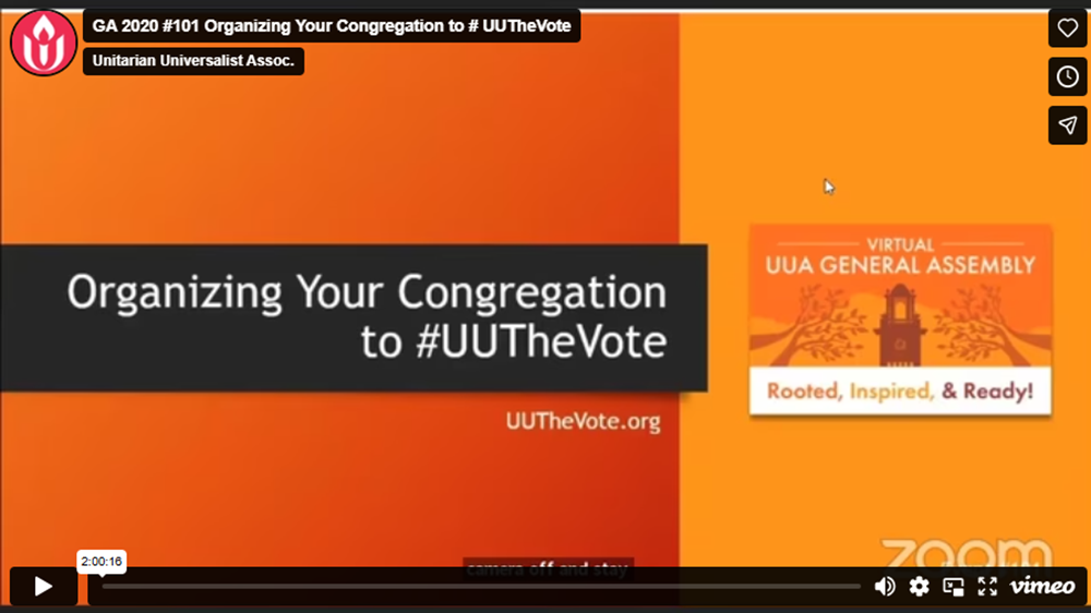 Recording & Resources for Organizing Your Congregation to #UUTheVote