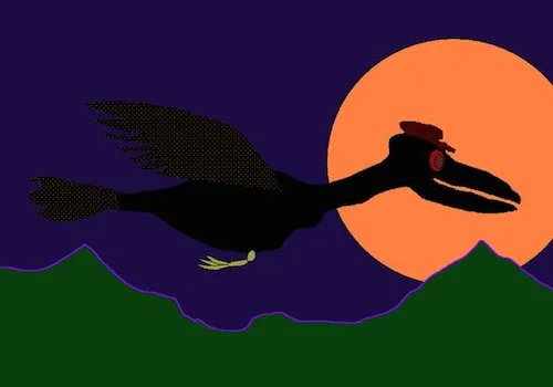 Crow Flying By Night
