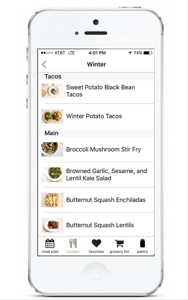 Recipe Archives in App