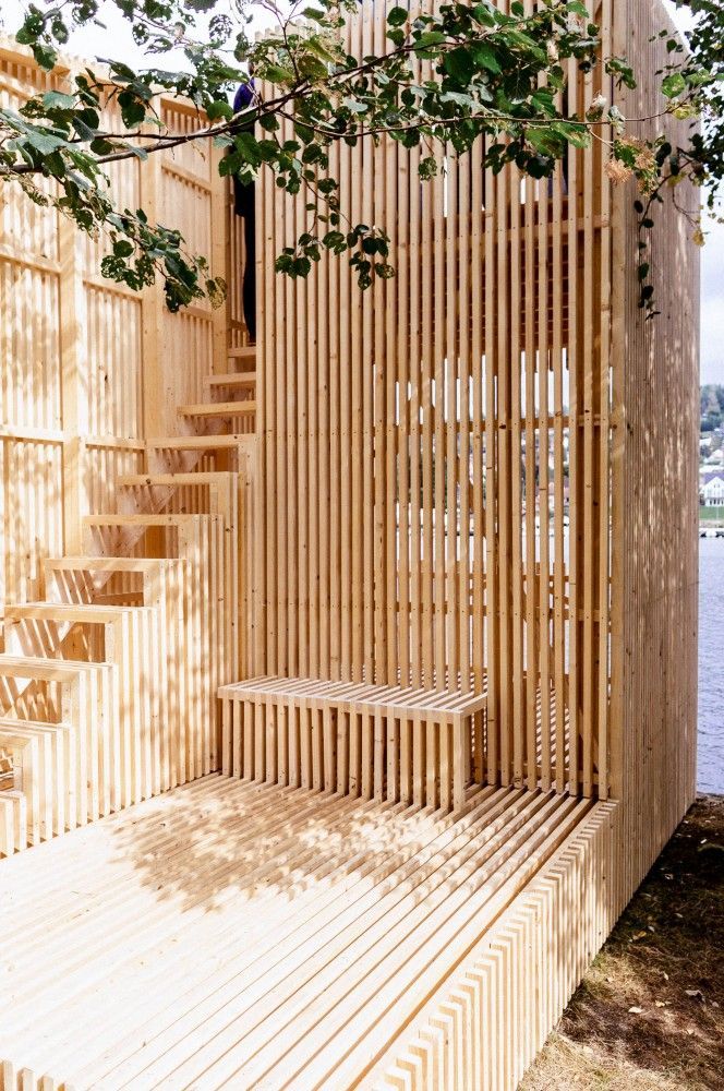 Slatted Wood Finish - Vertical Wood Slat Partition Wall Slatted Wood Finish - Vertical Wood Slat Partition Wall