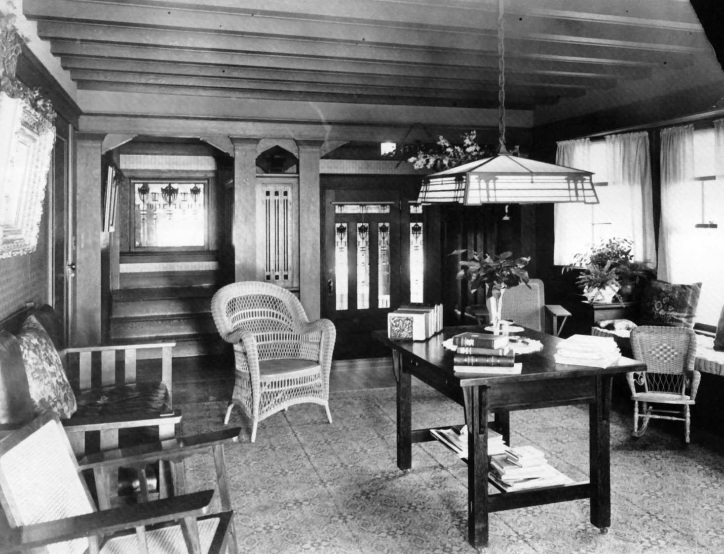  The arts &amp; crafts style living room Ellis Lawrence designed for his own family’s half of the house.  