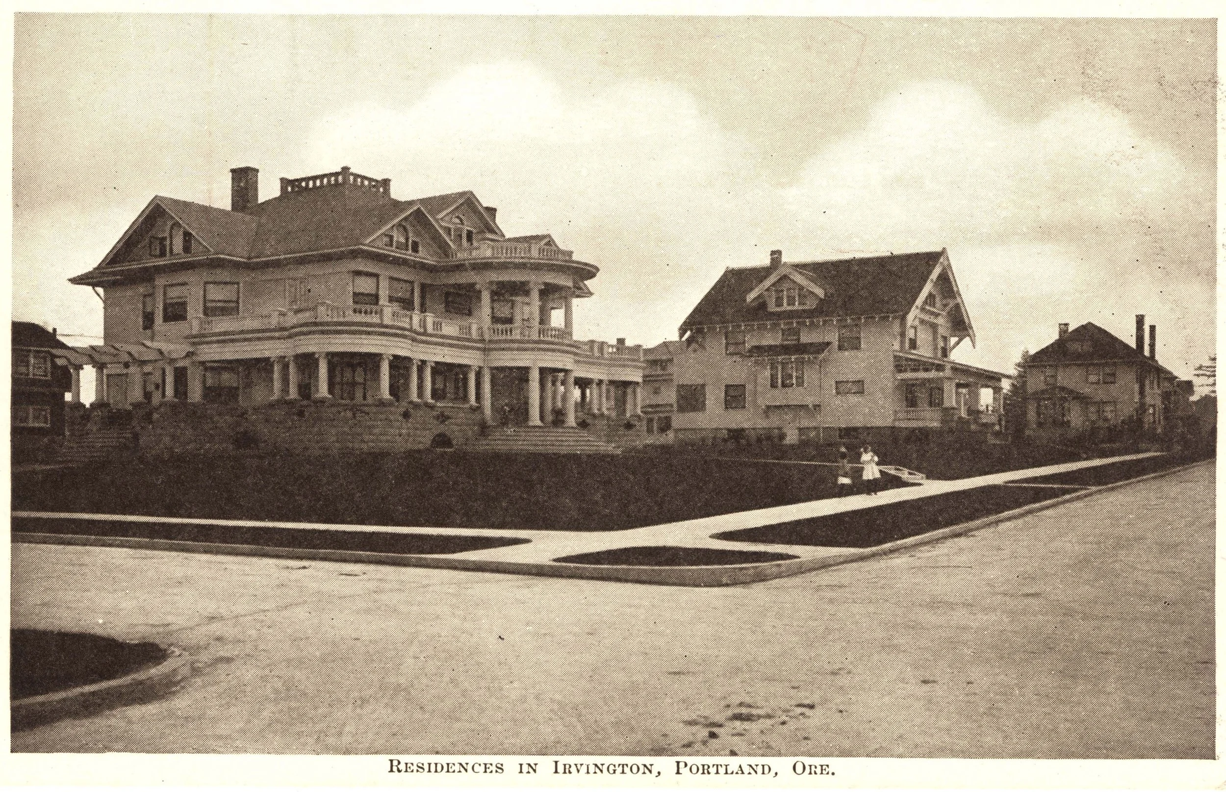  The Harkness and Ida Chapin House, circa 1912, which stood until 1960 on the corner of NE 16th and NE Wasco. This was in Holiday’s Addition, but is sometimes labeled Irvington on older postcards.  