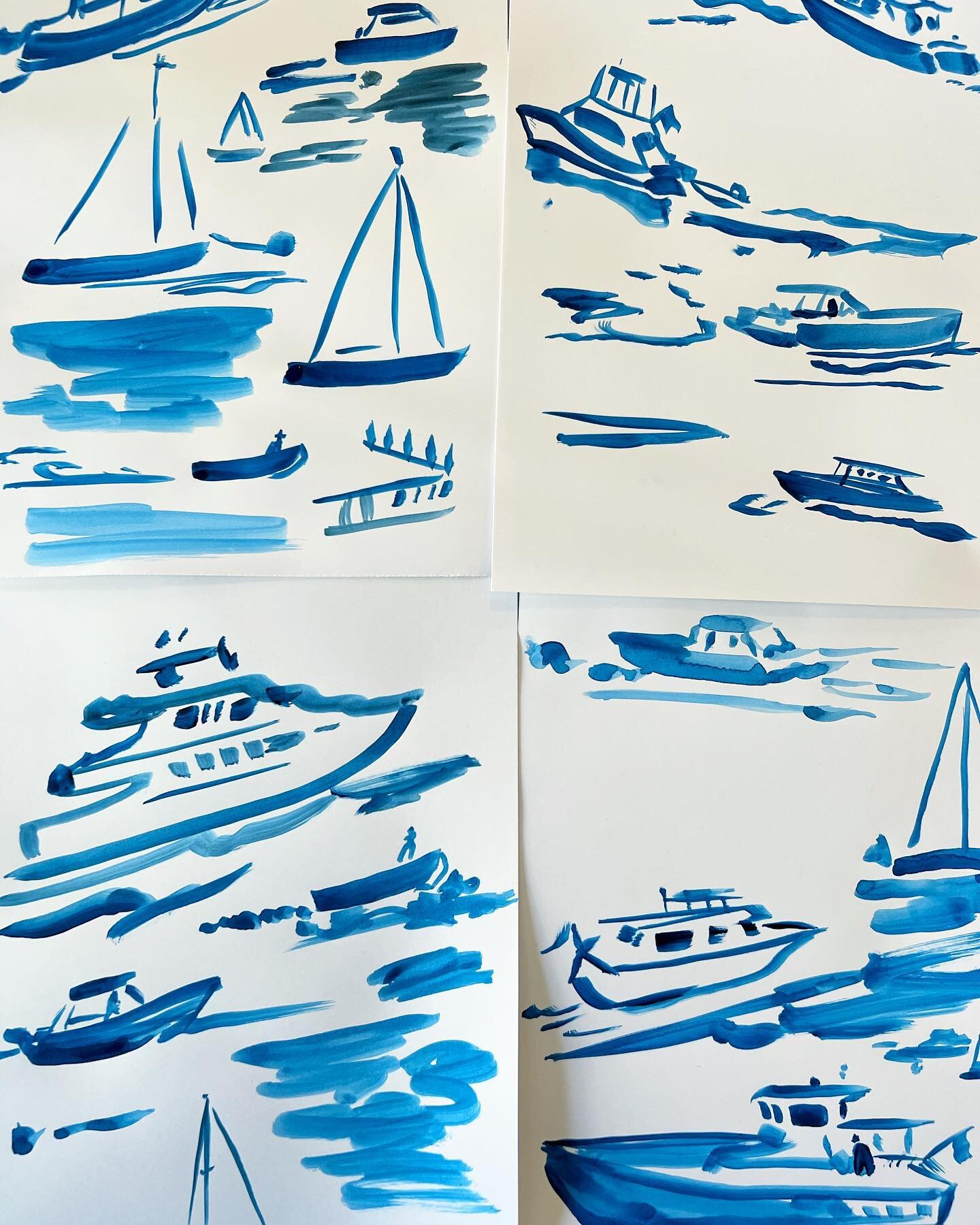 Painting the boats from Sag Harbor 🛳 #paintingfromlife