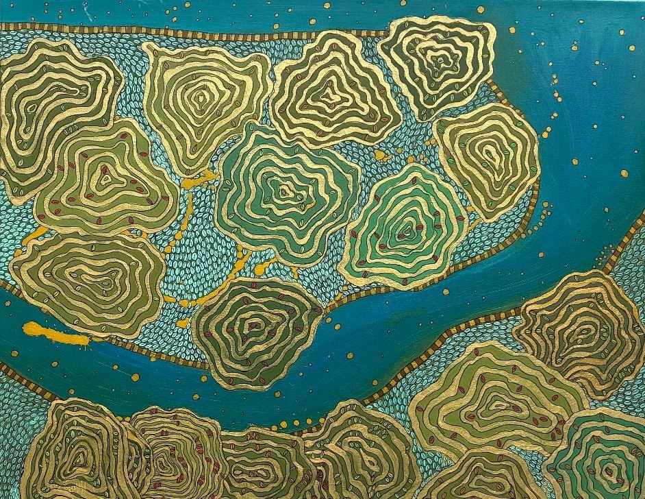 Where Water Holds the Land, 24x30, acrylic