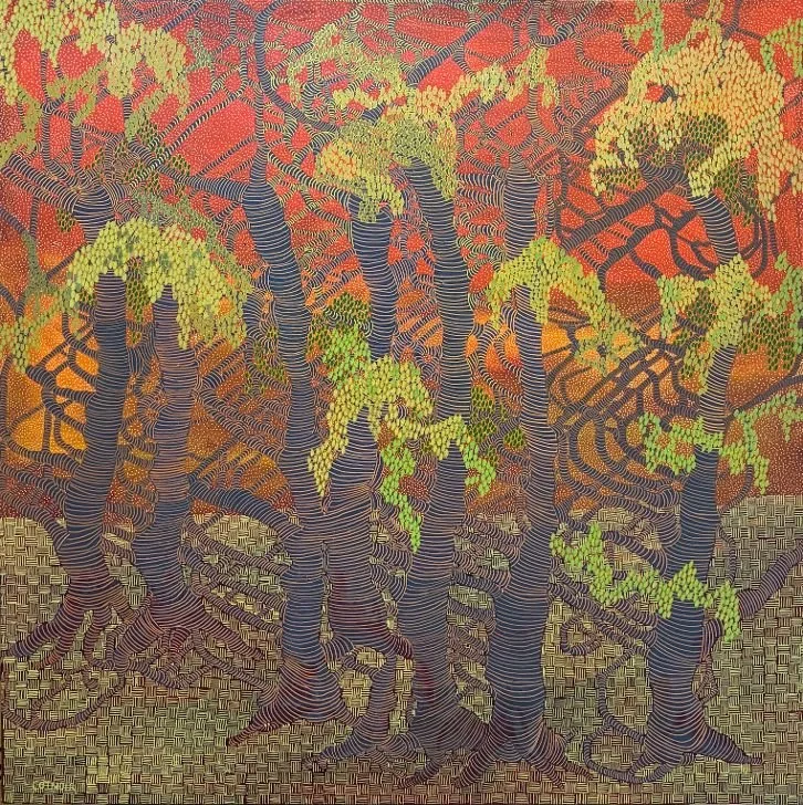 Woodland Tapestry, 40x40, acrylic
