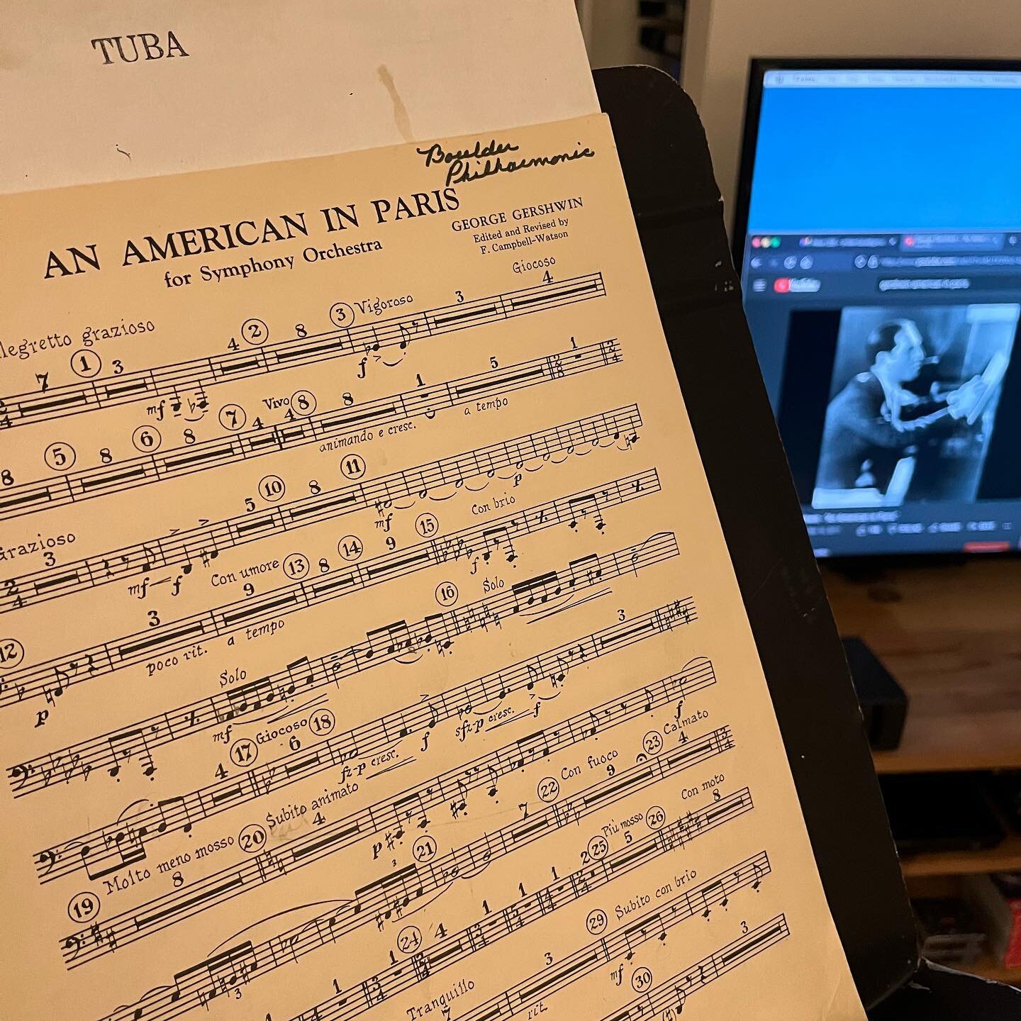 Getting fired up for this weekend&rsquo;s @boulderphil cycle with the @marcusrobertsjazz Trio! 

#horn #tuba #orchestra #gershwin #orchestraplayalong