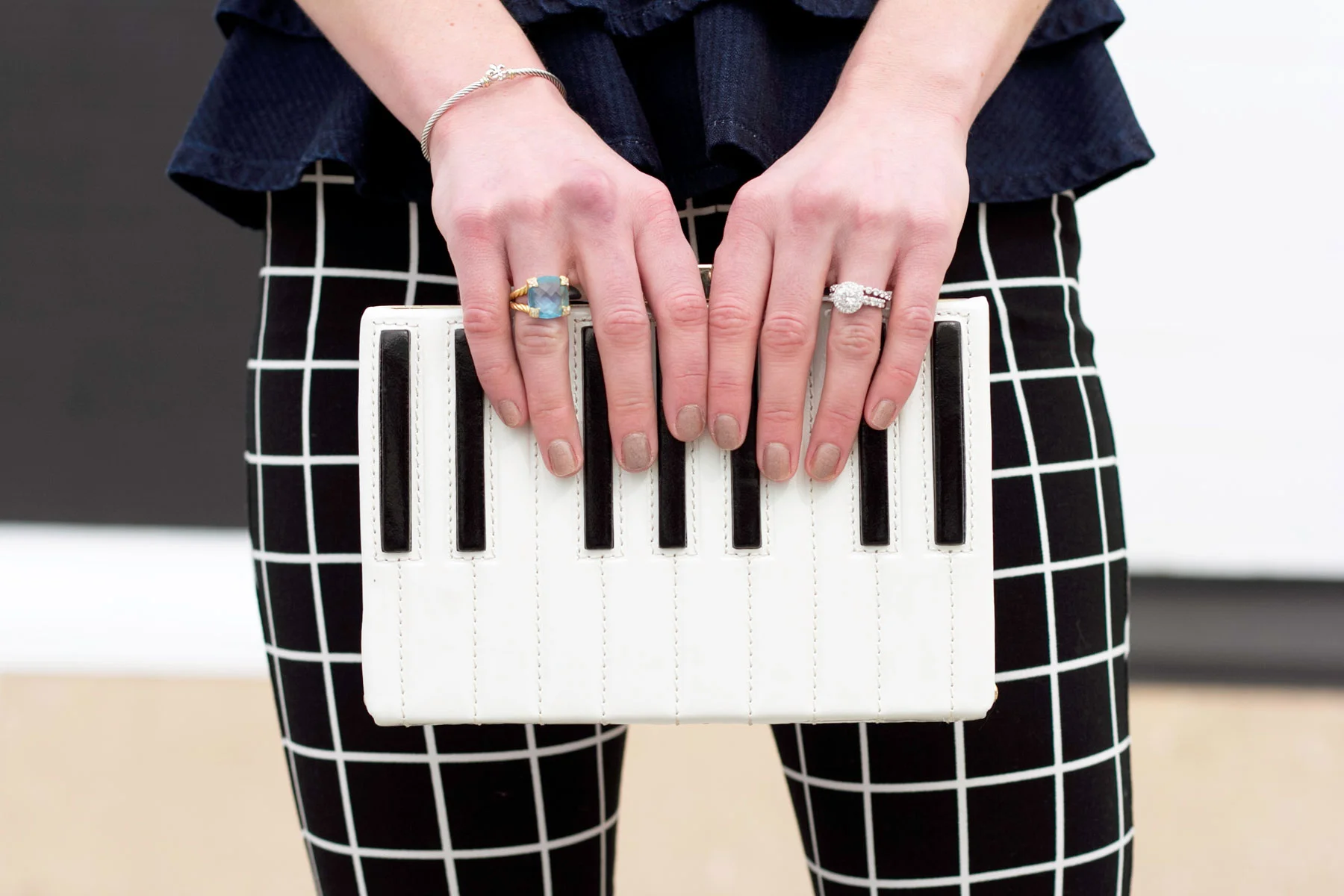 Kate Spade Piano Clutch, David Yurman Ring, Christopher Designs Engagement Ring, Tacori Wedding Band