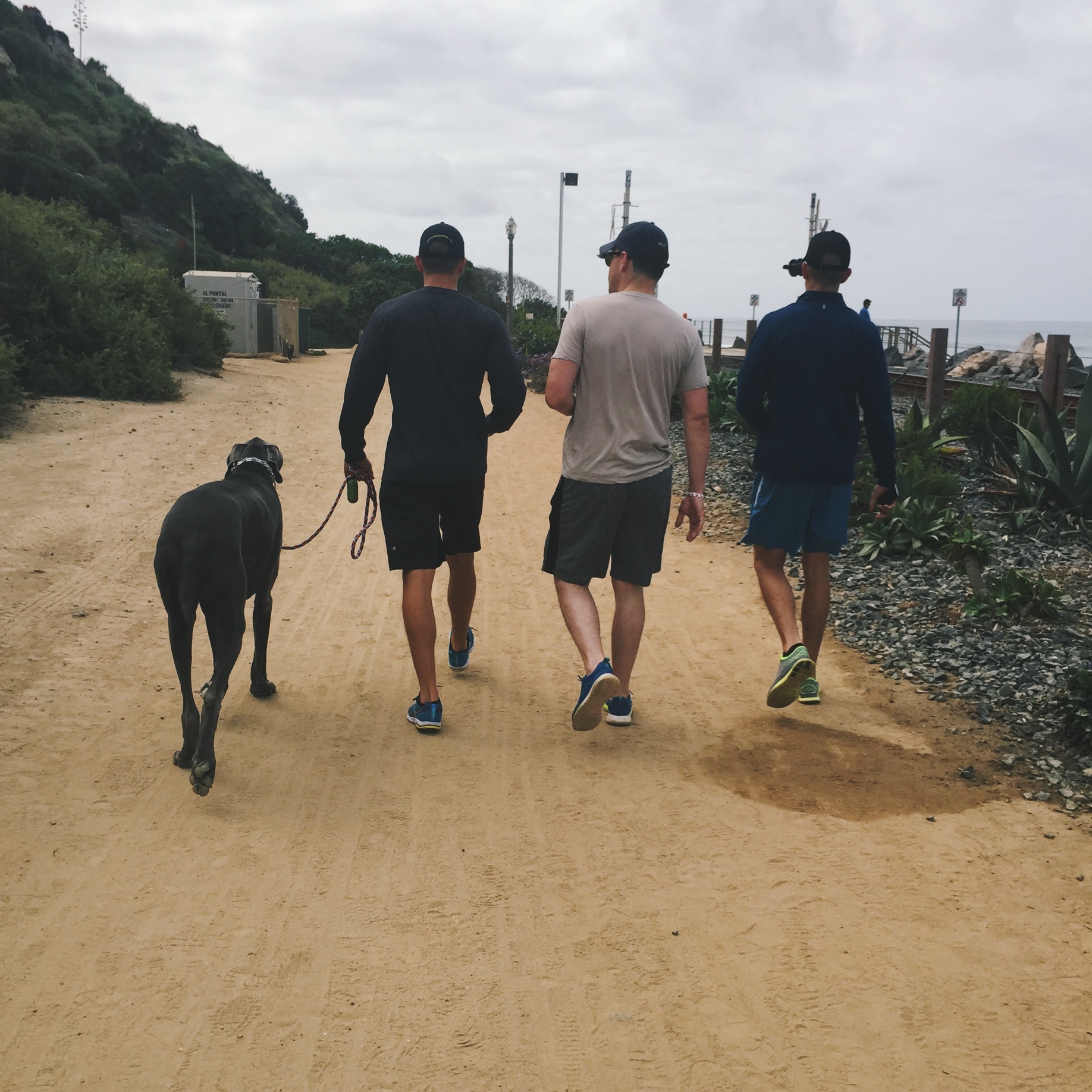 The boys enjoying a walk to San Clemente pier.
