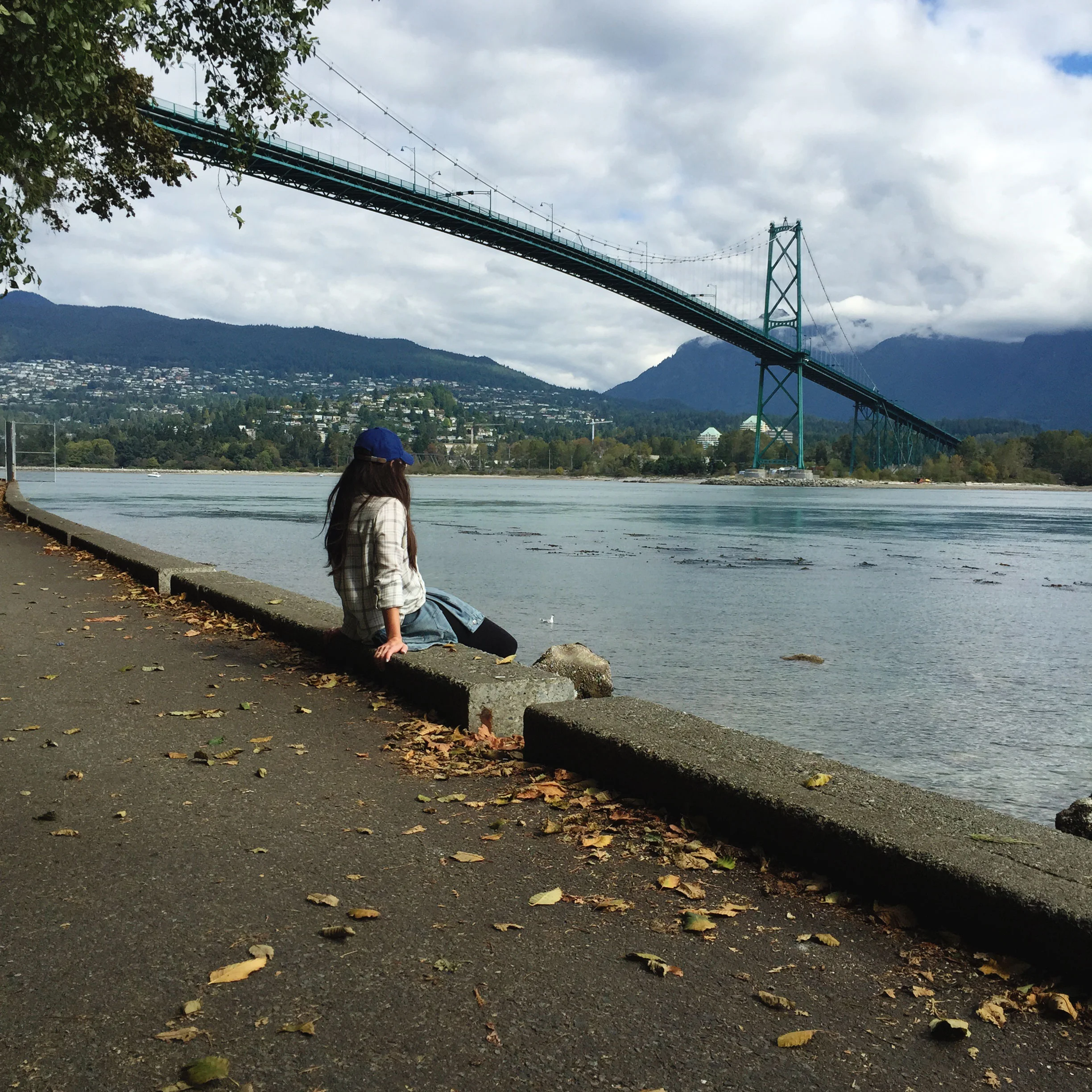 Vancouver Canada, Seawall Bike Ride, Athleisure, Vera Bradley Quilted Amy Backpack, Wool Baseball Cap, J.Crew Denim Jacket